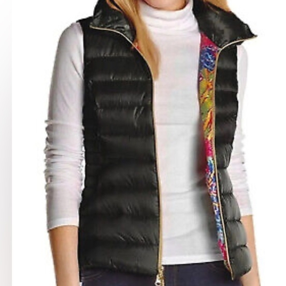 Lilly Pulitzer Navy Blue Vest with Vibrant Lining